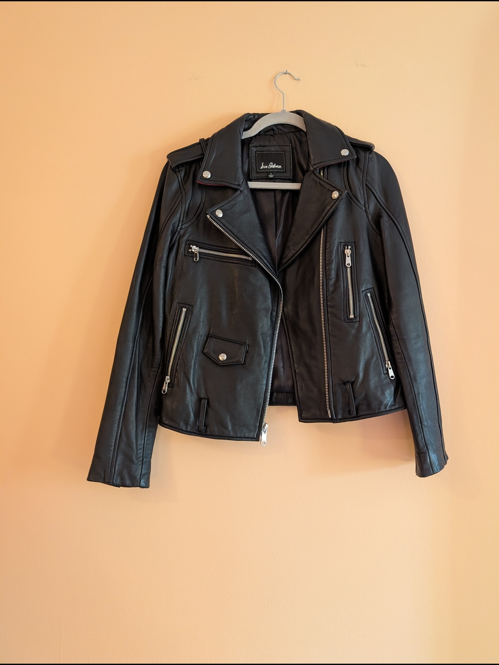 Sam Edelman Black Lambskin Leather Moto Jacket